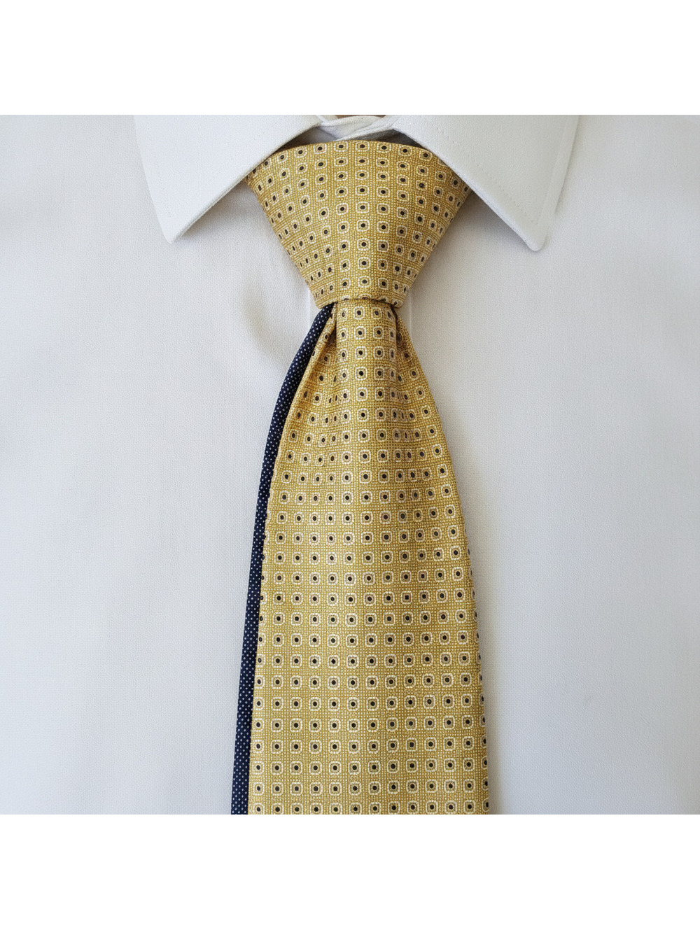 Tommy Hilfiger Yellow Patterned Silk Tie Made in USA